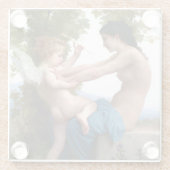 Meisje dat zich verdedigt tegen Eros Cupido Fine A Glazen Onderzetter (Achterkant)