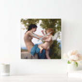 Meisje dat zich verdedigt tegen Eros Cupido Fine A Vierkante Klok (Huis)