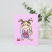 Meisje dat zich verplaatst naar Beach Tshirts en G Briefkaart (Staand voorkant)