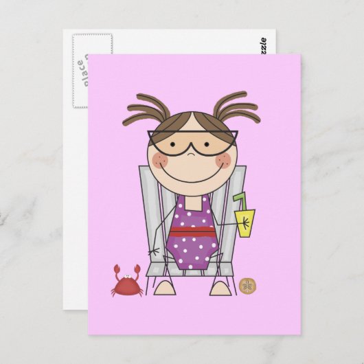 Meisje dat zich verplaatst naar Beach Tshirts en G Briefkaart (Voorkant / Achterkant)