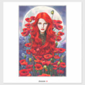 Meisje dat zich verschuilt in papaverbloemen sticker (Vel)