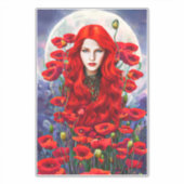 Meisje dat zich verschuilt in papaverbloemen sticker (Voorkant)