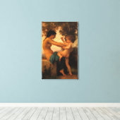 Meisje dat zichzelf verdedigt tegen Cupid door Bou Canvas Afdruk (Insitu (Houten vloer))