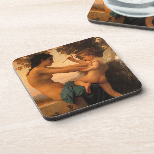 Meisje dat zichzelf verdedigt tegen Cupid door Bou Drankjes Onderzetter (Linkerzijde)