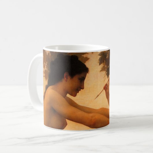 Meisje dat zichzelf verdedigt tegen Cupid door Bou Koffiemok (Voorkant links)