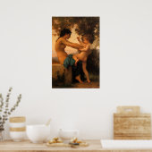 Meisje dat zichzelf verdedigt tegen Cupid door Bou Poster (Keuken)