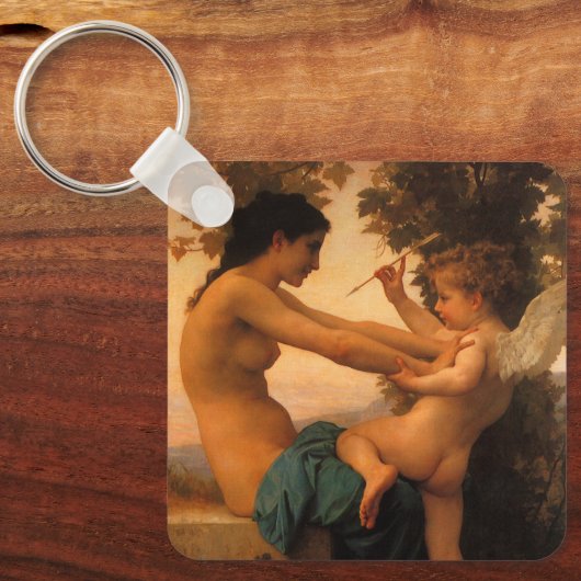 Meisje dat zichzelf verdedigt tegen Cupid door Bou Sleutelhanger (Voorkant)