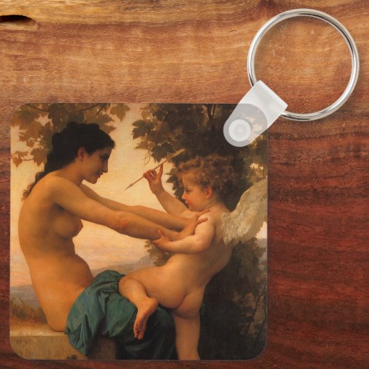 Meisje dat zichzelf verdedigt tegen Cupid door Bou Sleutelhanger (Achterkant)