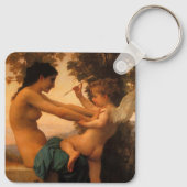 Meisje dat zichzelf verdedigt tegen Cupid door Bou Sleutelhanger (Achterkant)