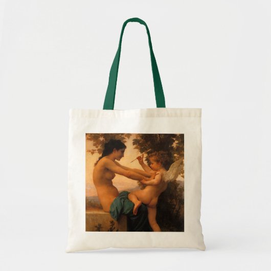 Meisje dat zichzelf verdedigt tegen Cupid door Bou Tote Bag (Voorkant)