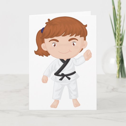 Meisje die de Wenskaarten van de Karate doen Kaart (Voorkant)