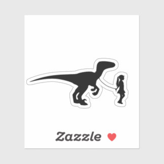 Meisje die Haar Huisdier Dinosaurus Grappig Gag Gi Sticker