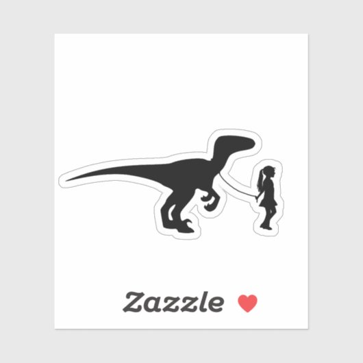 Meisje die Haar Huisdier Dinosaurus Grappig Gag Gi Sticker (Vel)