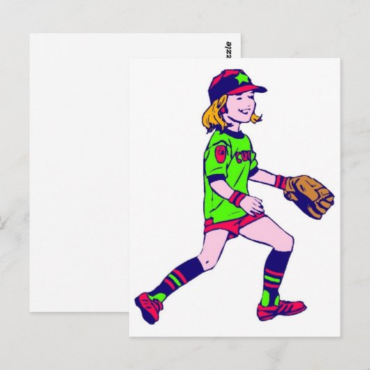 Meisje die honkbal speelt briefkaart (Voorkant / Achterkant)