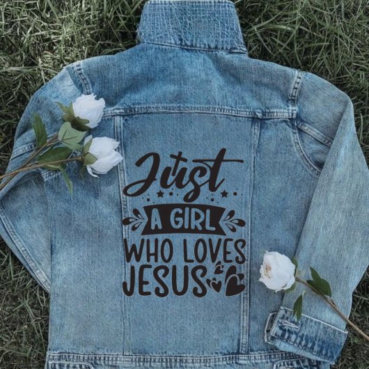Meisje die houdt van Jezus kruis meisjesachtig Denim Jacket