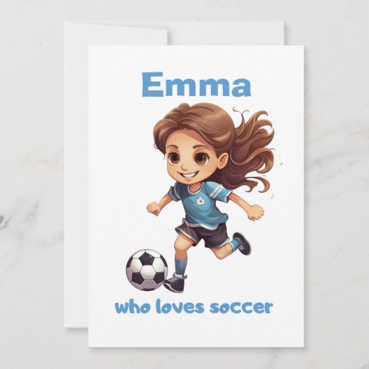 Meisje die houdt van voetbal met jouw naam feestdagenkaart (Voorkant)