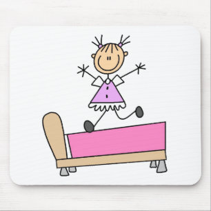 Meisje die op Bed Mousepad springen Muismat