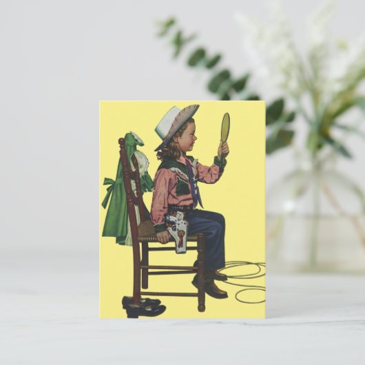  meisje die op Mirror lijkt. Ze is zo groot. Briefkaart (Staand voorkant)