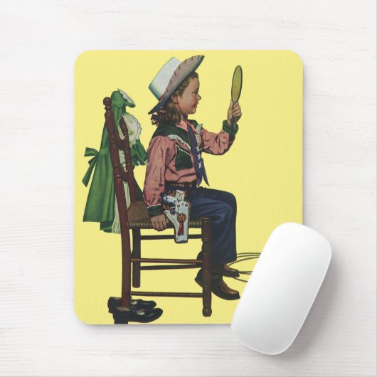  meisje die op Mirror lijkt. Ze is zo groot. Muismat (Met muis)