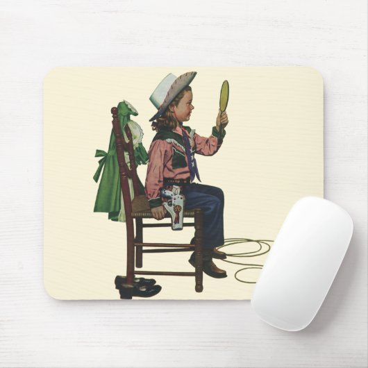  meisje die op Mirror lijkt. Ze is zo groot. Muismat (Met muis)