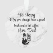 Meisje die van boeken en koffie houdt Custom Black Ornament (achterkant)