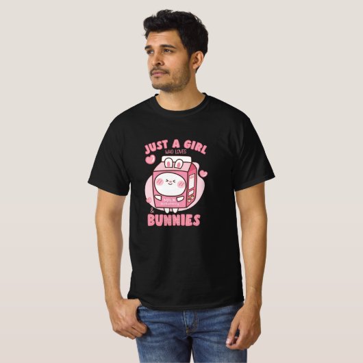 MEISJE DIE VAN STRAWBERRY MILK BUNNIES HOUDT T-SHIRT (Voorkant volledig)