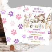 Meisje Dierenartsdieren Kids Verjaardagsfeest Kaart