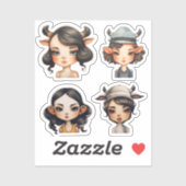 Meisje Dierenoren Sticker (Vel)