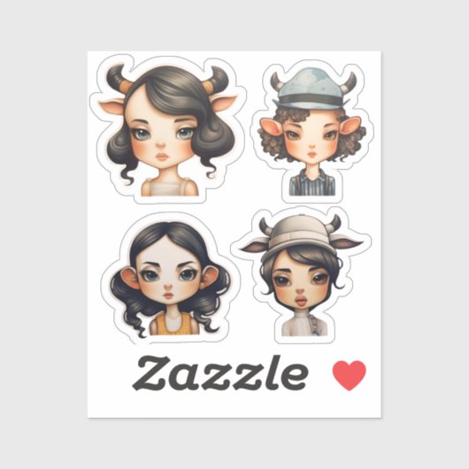 Meisje Dierenoren Sticker (Vel)