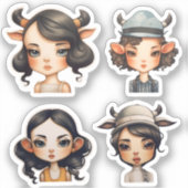 Meisje Dierenoren Sticker (Voorkant)