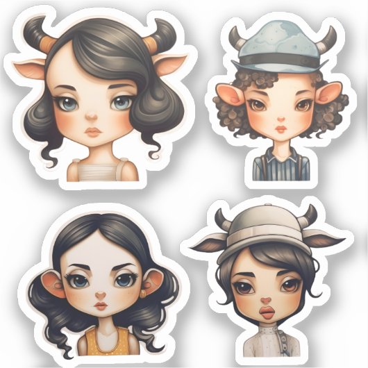 Meisje Dierenoren Sticker (Voorkant)