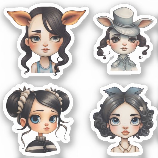 Meisje Dierenvriend Sticker (Voorkant)