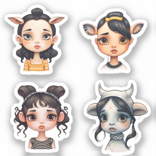 Meisje Dierenvriend Sticker (Voorkant)