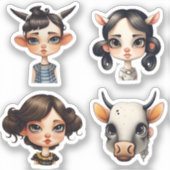 Meisje Dierenvriend Sticker (Voorkant)