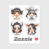 Meisje Dierenvriend Sticker (Vel)