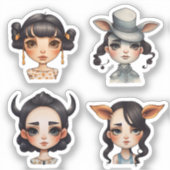 Meisje Dierenvriend Sticker (Voorkant)