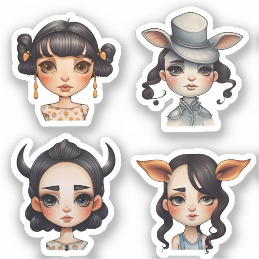 Meisje Dierenvriend Sticker (Voorkant)