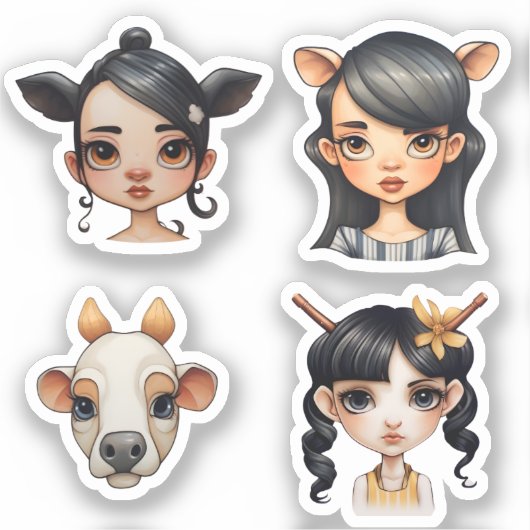 Meisje Dierenvriend Sticker (Voorkant)