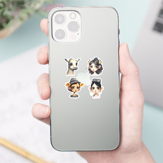 Meisje Dierenvriend Sticker (Telefoon)