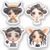 Meisje Dierenvriend Sticker (Voorkant)