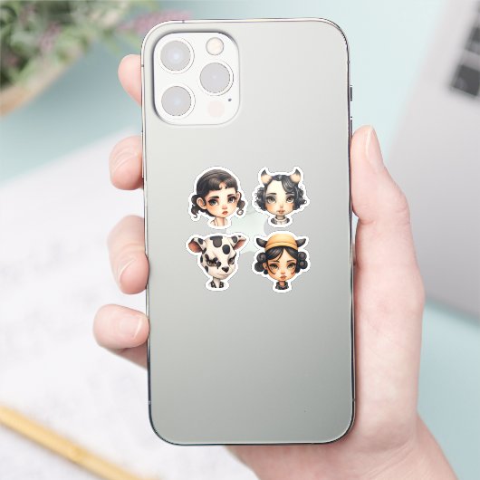 Meisje Dierenvriend Sticker (Telefoon)