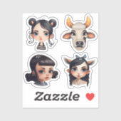 Meisje Dierenvriend Sticker (Vel)