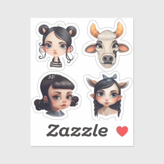 Meisje Dierenvriend Sticker (Vel)