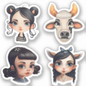 Meisje Dierenvriend Sticker (Voorkant)