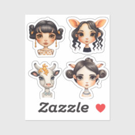 Meisje Dierenvriend Sticker