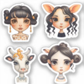 Meisje Dierenvriend Sticker (Voorkant)