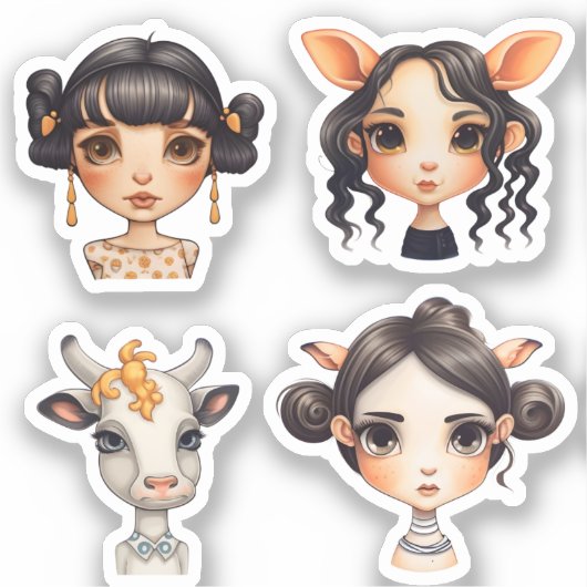 Meisje Dierenvriend Sticker (Voorkant)