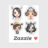 Meisje Dierenvriend Sticker (Vel)