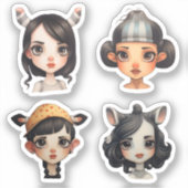 Meisje Dierenvriend Sticker (Voorkant)