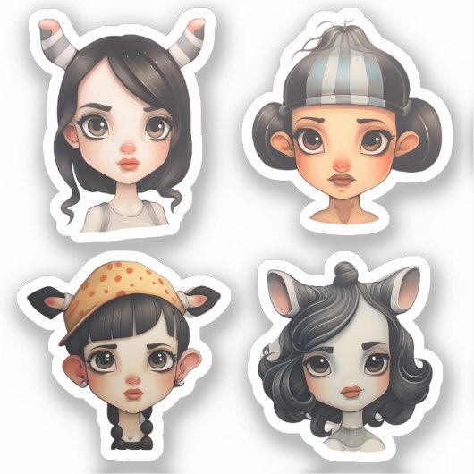 Meisje Dierenvriend Sticker (Voorkant)